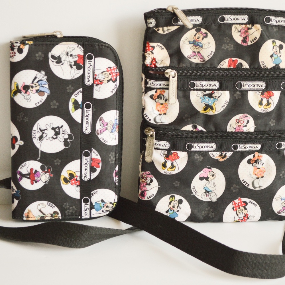 LeSportsac Disney Minnie Mouse Kasey Crossbody Bag and Wallet BUNDLE